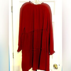NWT Lularoe Annabelle Burgundy Ruffle Tiered Dress Size 3XL